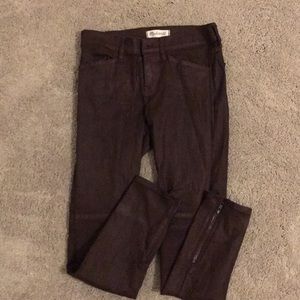Madewell Waxed Jeans- Maroon